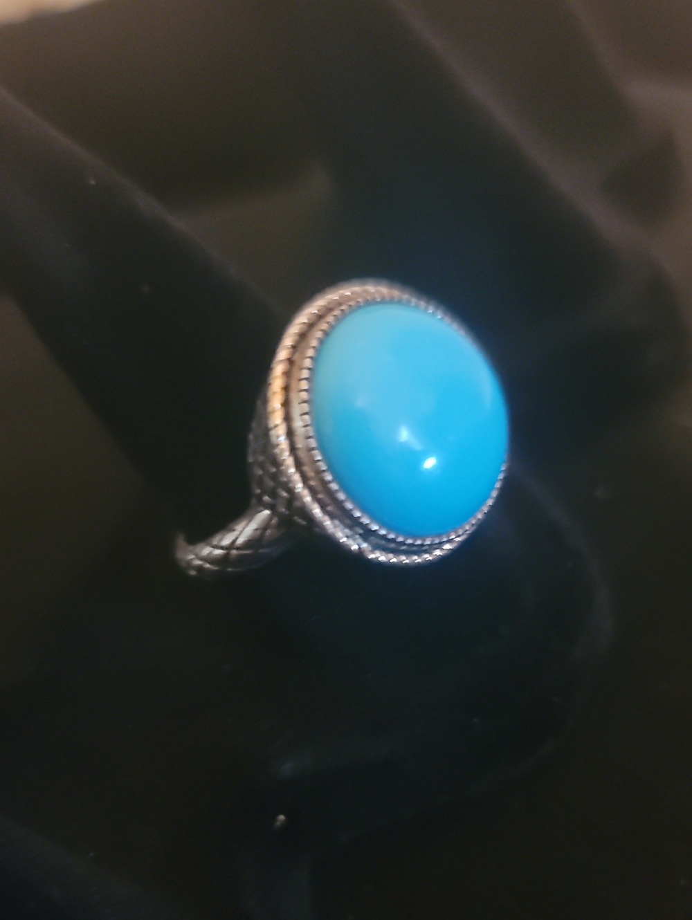 Dual Stamped 14K + .925 Silver Turquoise Cabochon Ring